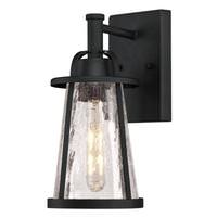 Westinghouse 1 Light 12.5" Lantern Textured Black with Clear Crackle Glass Wall Light Fixture