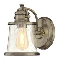 View 1 Light 10" Antique Brass Clear Seeded Glass Wall Light Fixture