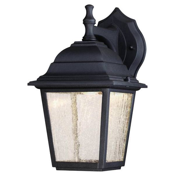 9 watt 3 LED 6" Black Finish on Cast Aluminum with Seeded Glass Panels LED Wall Lantern Light Fixture
