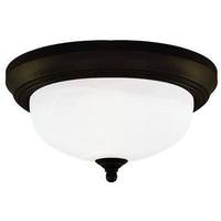 Westinghouse 2 Light (Medium Screw Base) 13" Flush Mount Oil Rubbed Bronze Finish with Frosted White Alabaster Glass Ceiling Light Fixture