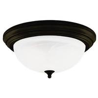 Westinghouse 3 Light (Medium Screw Base) 15" Flush Mount Oil Rubbed Bronze Finish with Frosted White Alabaster Glass Ceiling Light Fixture