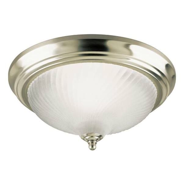 1 Light 11" Round Brushed Nickel Frosted Swirl Glass Shade Ceiling Light Fixture