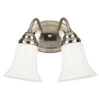 View 2 Light Brushed Nickel White Opal Glass Wall Light Fixture