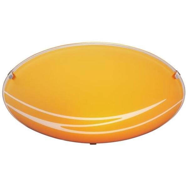 1 Light (Candelabra Base) 9.75" Flush Mount Brushed Nickel Finish with Amber Diffuser Ceiling Light Fixture