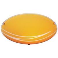 Westinghouse 1 Light (Candelabra Base) 9.75" Flush Mount Brushed Nickel Finish with Amber Diffuser Ceiling Light Fixture