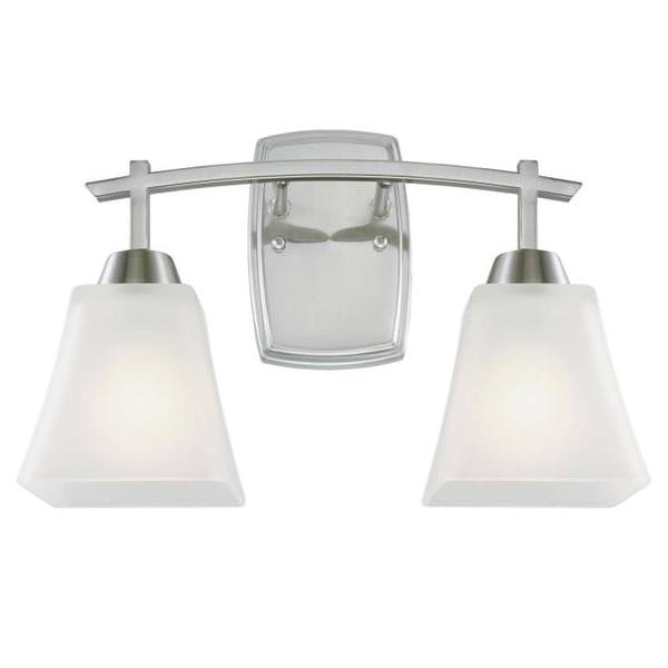 2 Light Brushed Nickel Frosted Glass Shades Wall Light Fixture