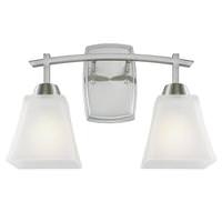 View 2 Light Brushed Nickel Frosted Glass Shades Wall Light Fixture