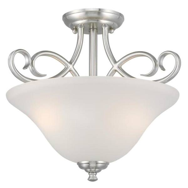 2 Light 15"Brushed Nickel Semi-Flush Ceiling Light Fixture