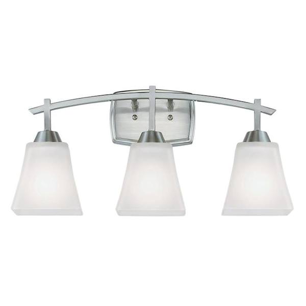 3 Light Brushed Nickel Frosted Glass Shades Wall Light Fixture