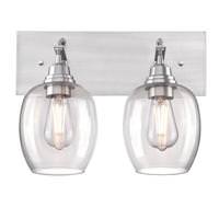View 2 Light Brushed Aluminum Clear Glass Shades Wall Light Fixture
