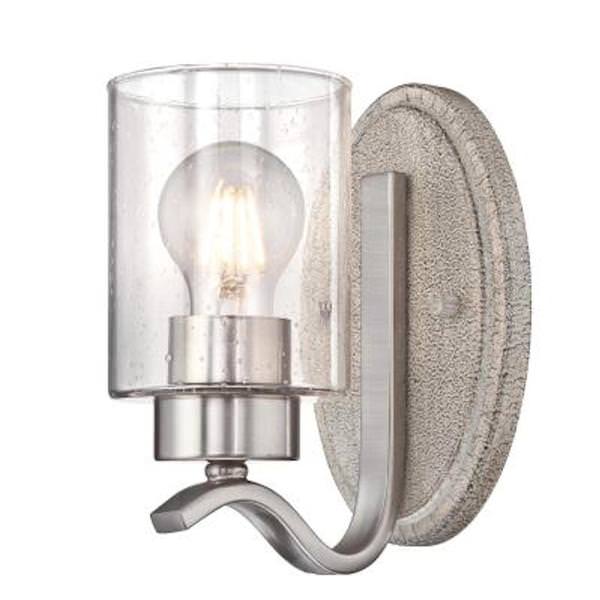 1 Light Antique Ash and Brushed Nickel Wall Light Fixture