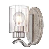 View 1 Light Antique Ash and Brushed Nickel Wall Light Fixture
