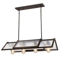 View 4 Light Oil Rubbed Bronze Clear Ribbed Glass Chandelier Light Fixture