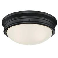 View 2 Light Matte Black with Frosted Glass Flush Ceiling Light Fixture