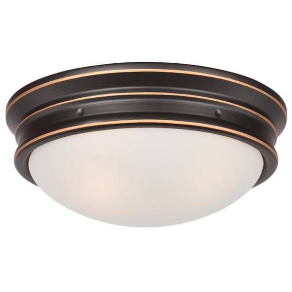 2 Light Oil Rubbed Bronze with Frosted Glass Flush Ceiling Light Fixture