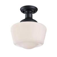 View 1 Light 9" Textured Black Semi-Flush Fixture