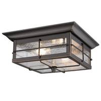 Westinghouse 2 Light 11" Square Flush Textured Black with Frosted Seed Glass Wall Light Fixture