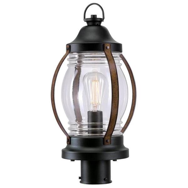 1 Light Black and Barnwood Outdoor Post Top Fixture