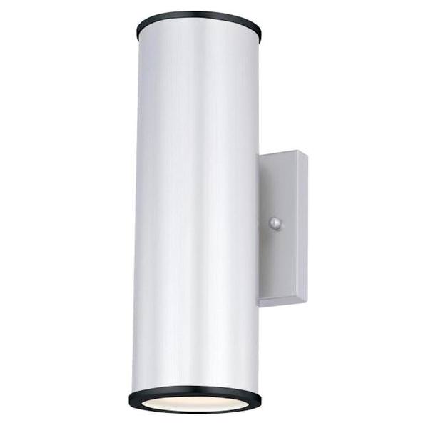 2 Light 8.5 watt Nickel Luster Finish Frosted Glass Lens Dimmable LED Outdoor Wall Fixture