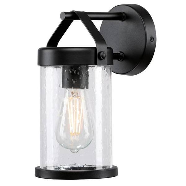 1 Light Textured Black Finish with Frosted Glass Outdoor Fixture
