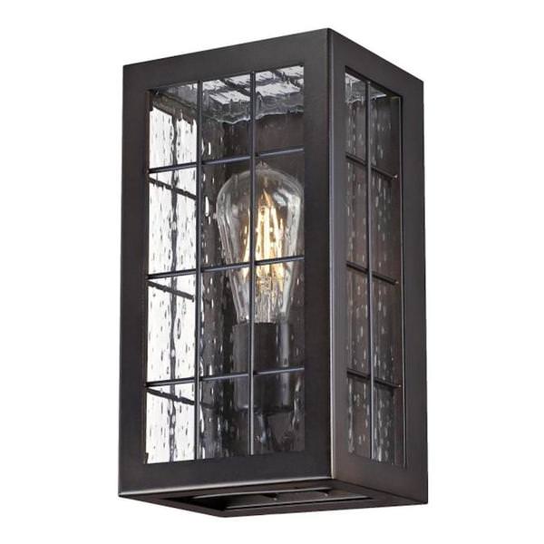 1 Light Oil Rubbed Bronze Clear Raindrop Glass Outdoor Wall Fixture