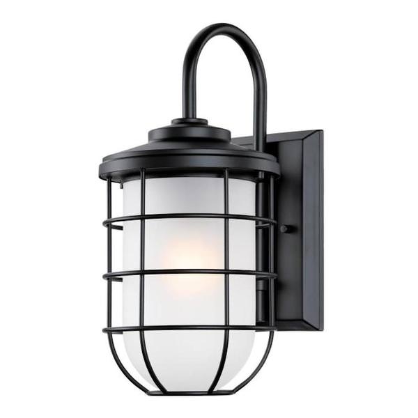 1 Light 17" Matte Black with Frosted Glass Wall Light Fixture