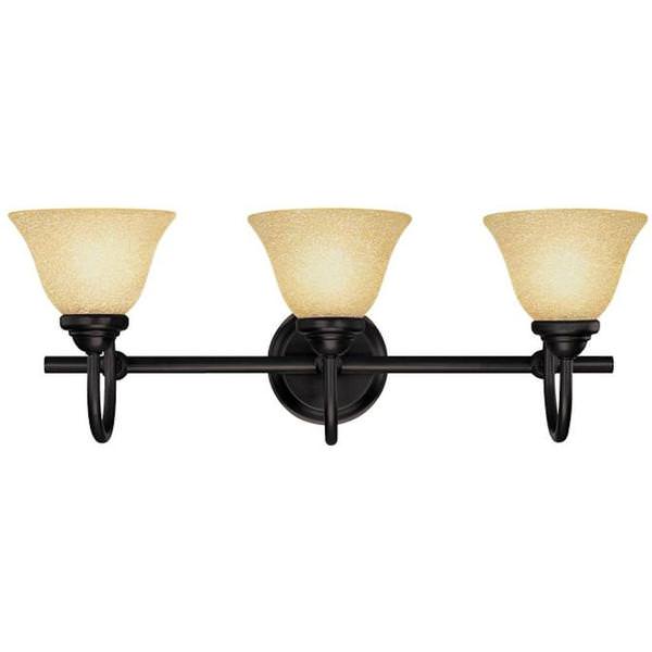 3 Light (Medium Screw Base) 24" Elena Dark Bronze Finish with Antique Amber Glass Wall Light Fixture