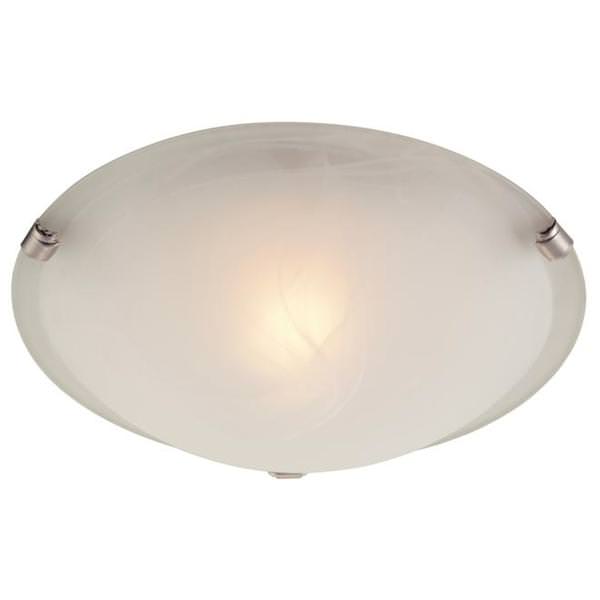 1 Light (Medium Screw Base) 12" Flush Mount White and Brushed Nickel Finish with White Alabaster Glass Ceiling Light Fixture