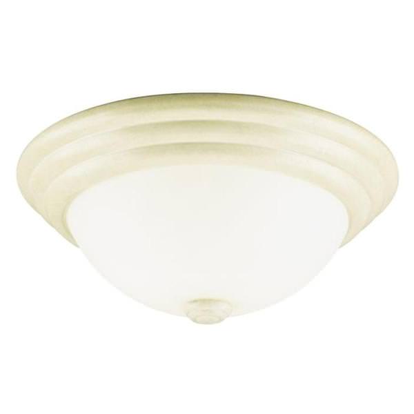 2 Light 12" Round Bisque Leaf Faux Marbleized Glass Shade Ceiling Light Fixture