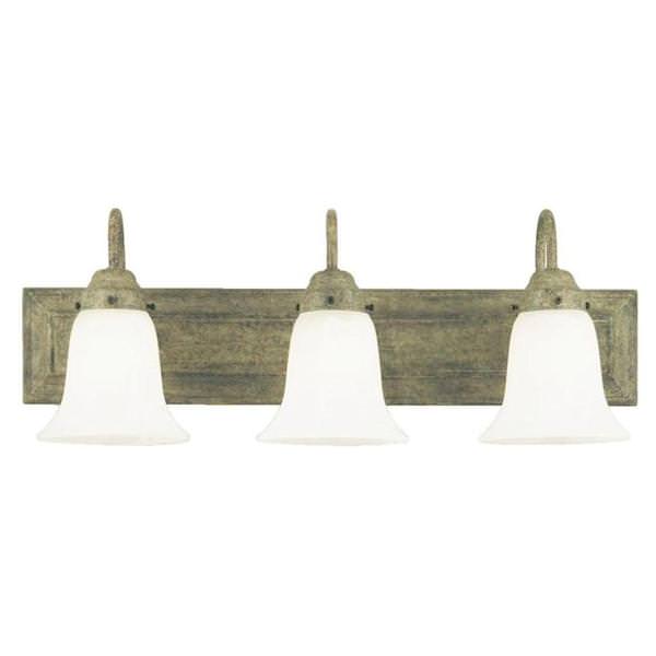 3 Light Cobblestone Frosted White Alabaster Glass Shades Wall Light Fixture