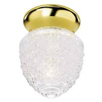 Westinghouse 1 Light 5" Round Polished Brass Clear Acorn Design Glass Shade Ceiling Light Fixture