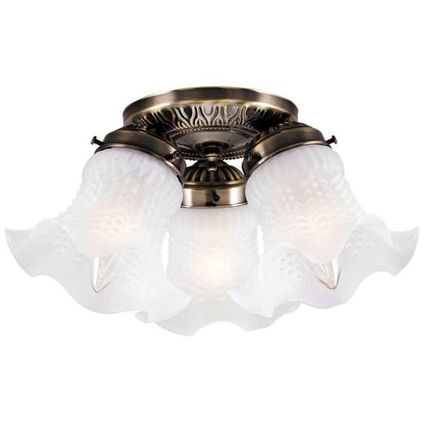 3 Light Antique Brass Ceiling Light Fixture