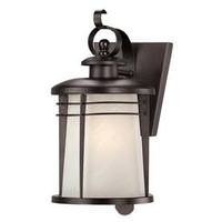 View 1 Light (Medium Screw Base) 13.2" Lantern Weathered Bronze with White Alabaster Glass Wall Light Fixture