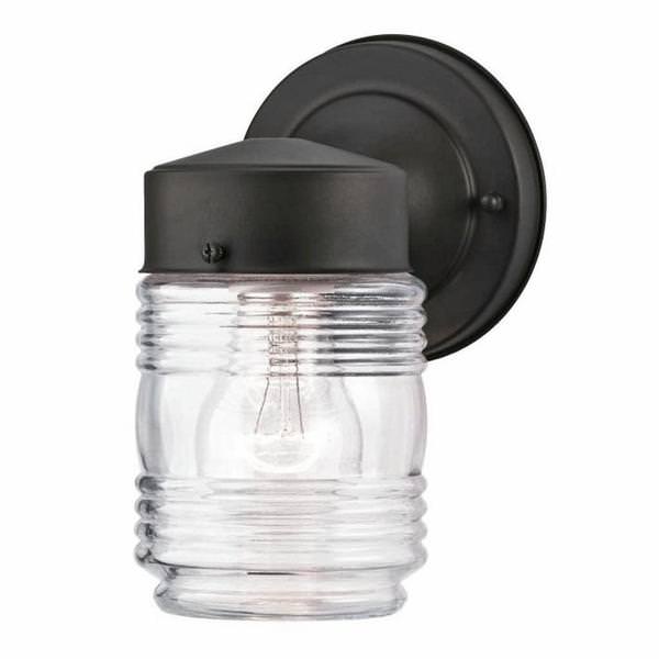 1 Light Oil Rubbed Bronze Clear Ribbed Glass 