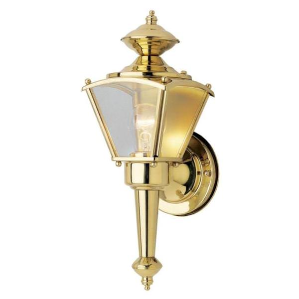 1 Light 13.5" Polished Brass Clear Glass Panels Wall Light Fixture