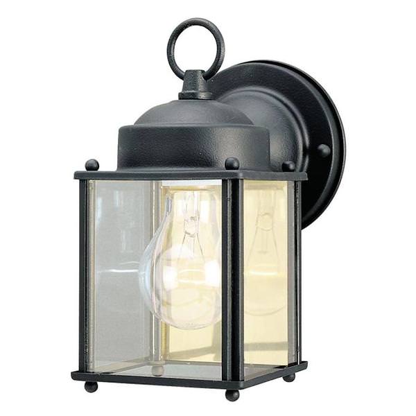 1 Light 8" Textured Black Clear Glass Panels Wall Light Fixture