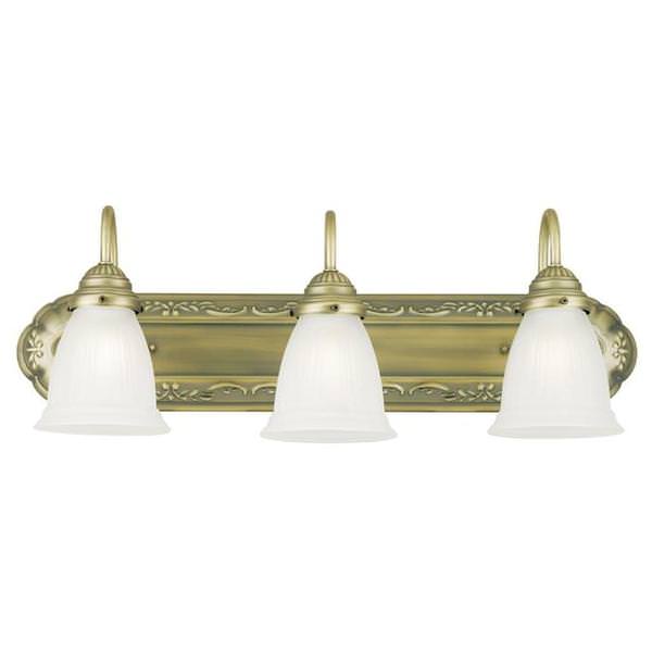 3 Light Oyster Bronze Frosted Ribbed Glass Shades Wall Light Fixture