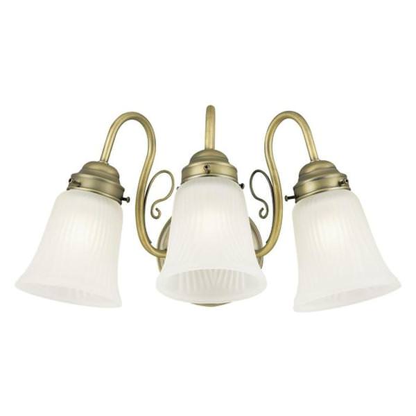 3 Light Oyster Bronze Frosted Ribbed Glass Shades Wall Light Fixture