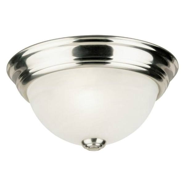1 Light 10" Round Brushed Nickel Frosted White Alabaster Glass Shade Ceiling Light Fixture