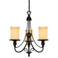 Westinghouse 3 Light (Medium Screw Base) 19" Burnished Bronze Patina Finish with Burnt Scavo Glass Chandelier Light Fixture