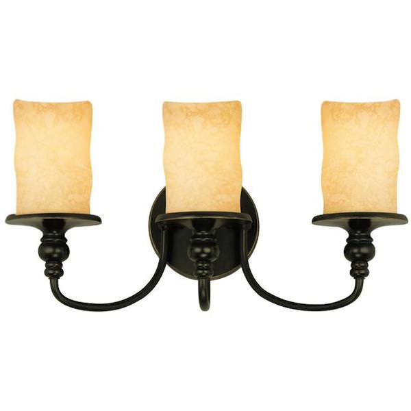 3 Light (Medium Screw Base) 19.5" Burnished Bronze Patina Finish with Burnt Scavo Glass Wall Light Fixture