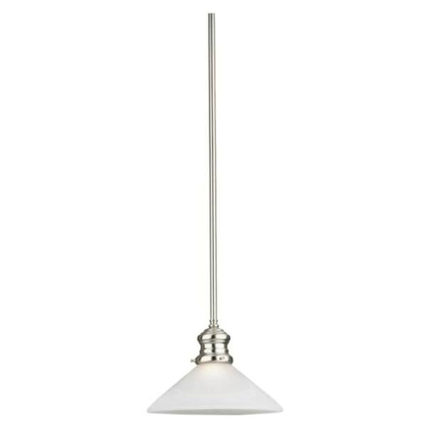 1 Light Brushed Nickel Frosted White Alabaster Glass Shade Mini Pendant Light Fixture