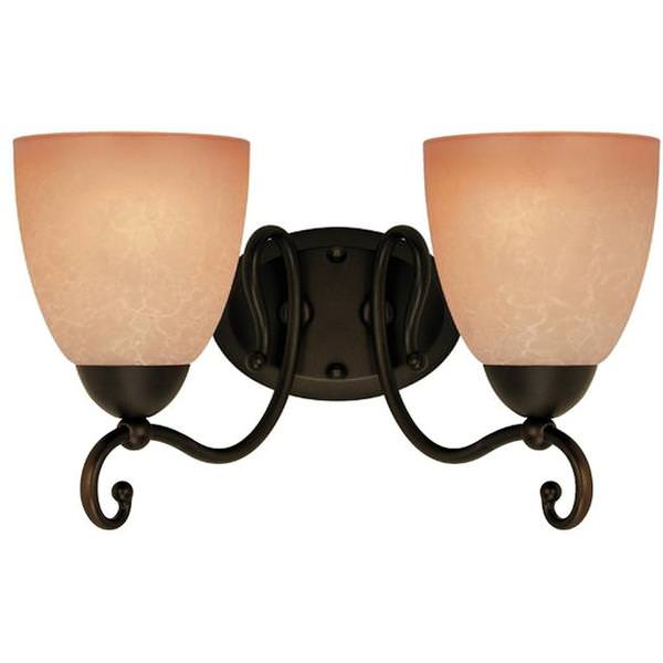 2 Light (Medium Screw Base) 14" Oil Rubbed Bronze Finish with Aged Alabaster Glass Wall Light Fixture