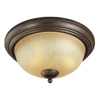 Westinghouse 2 Light 13" Round Saddle Bronze Antique Amber Scavo Glass Shade Ceiling Light Fixture