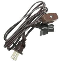 Westinghouse 6' Brown Candelabra Base Snap In Pigtail Socket Cord with Plug and Switch