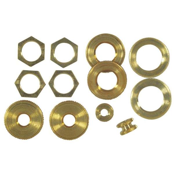12 Assorted Solid Brass Locknuts