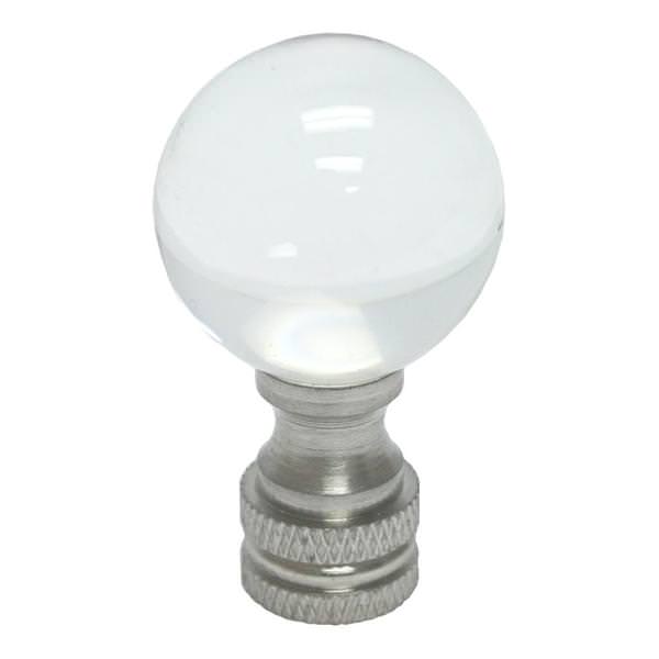 1.75" Brushed Nickel & Clear Glass Ball Lamp Finial