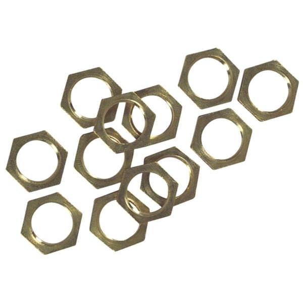 .6" Solid Brass Hex Nuts (12 pack)