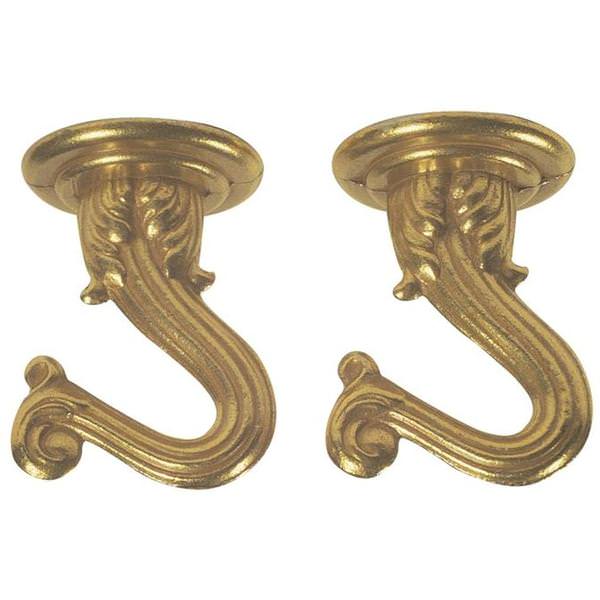 1.5" Polished Brass Swag Hook (2 pack)