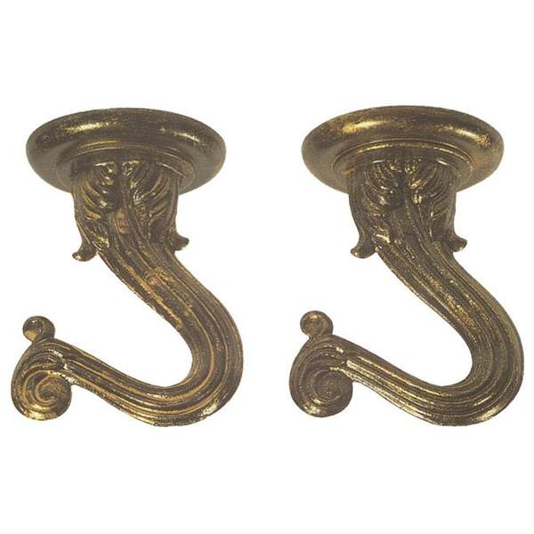 1.5" Antique Brass Swag Hook (2 pack)